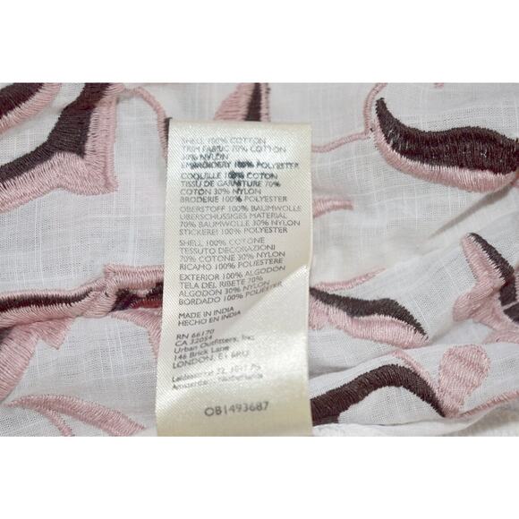 B0 NWT ANTHROPOLOGIE White Cotton Embroidered LS V-Neck Blouse Top Size XS $160 - Picture 4 of 4